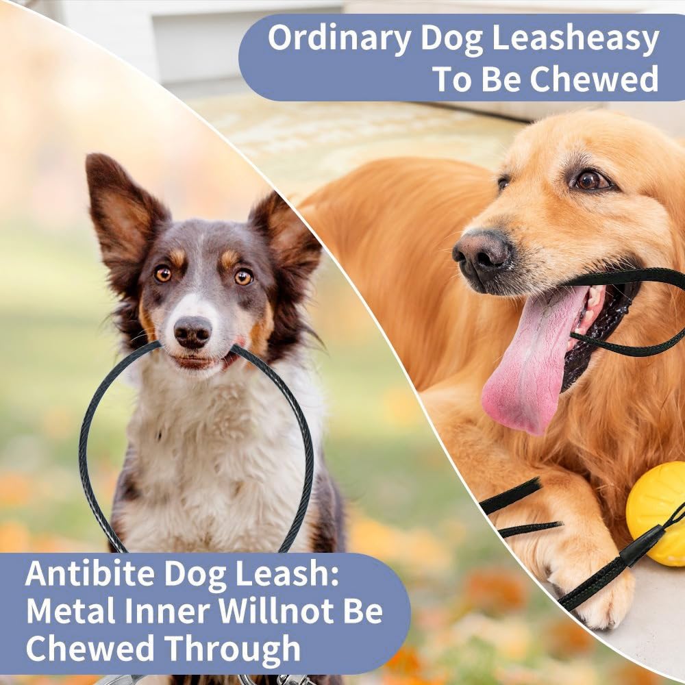 4 Piezas Correa Perro Cable de Acero Resistente Antimordeduras Gancho Giratorio de 360 Grados Apto para Gatos y Perros