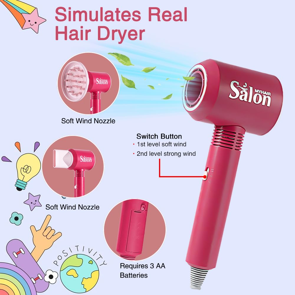 Lot de 22 trousses de coiffeur pour enfants - Avec sèche-cheveux, fer à lisser, peigne, tablier - Cadeau pour fille - Jeux - Jouets Lot de 22 trousses de coiffeur pour enfants - Avec sèche-cheveux, fer à lisser, peigne, tablier - Cadeau pour fille - Jeux - Jouets
