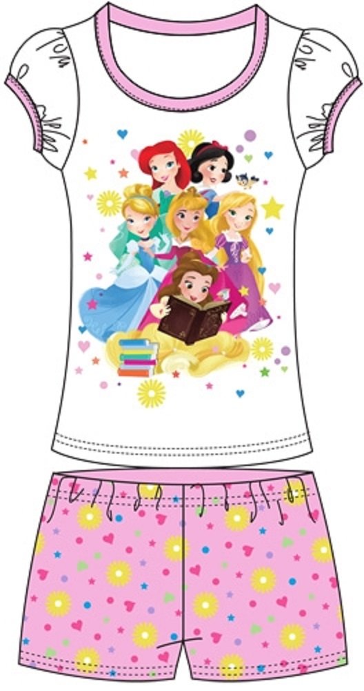 Disney Princess Little Girl's Toddler Baby Princesses Shorts Set (4T) White