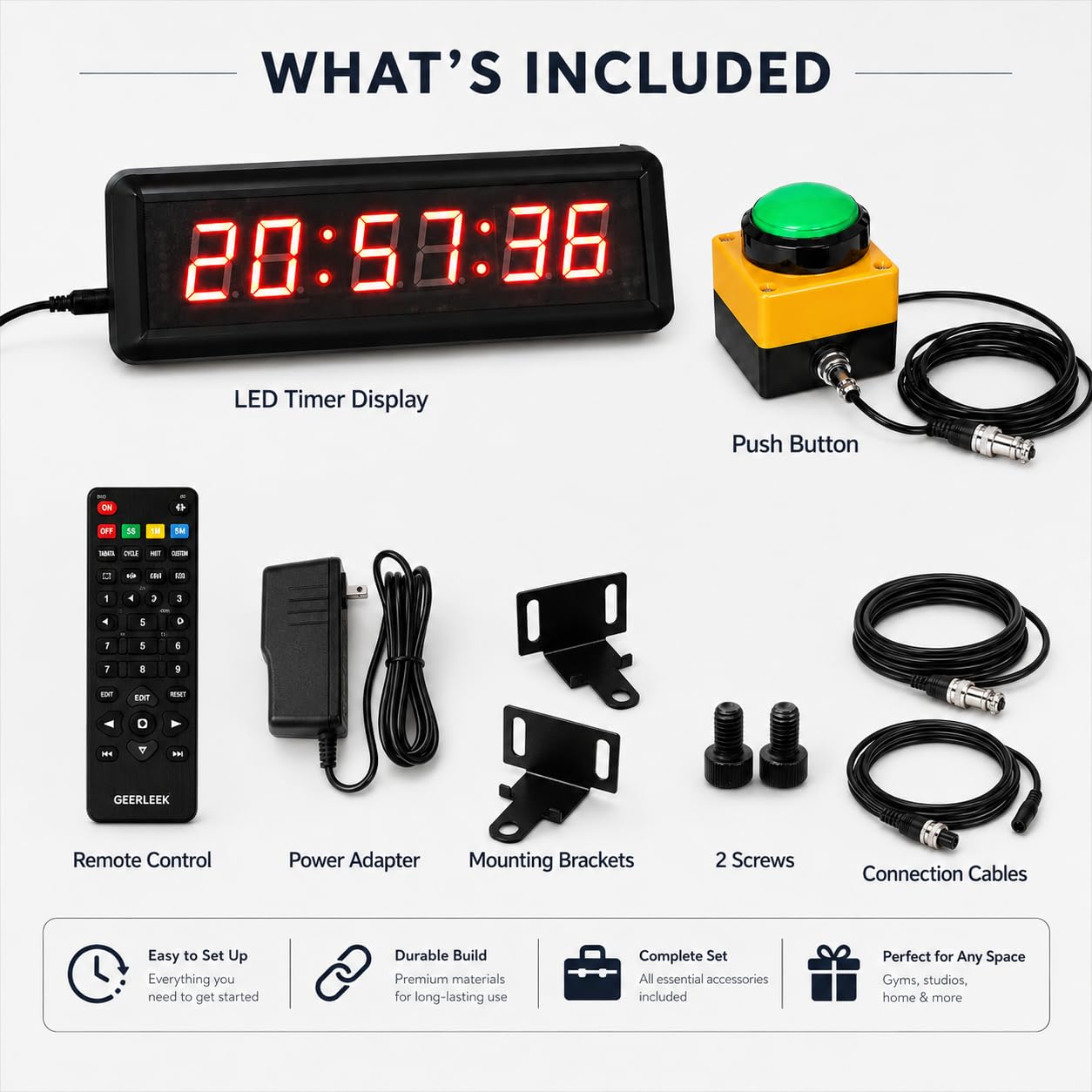 Temporizador de entrenamiento de intervalos LED, cronómetro, alarma, reloj multifunción para juegos