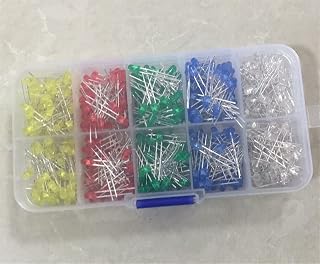 FACSER 5x100pcs = 500Pcs Kit de diodos LED de 3MM Color Mezclado Rojo Verde Amarillo Azul Blanco + Caja