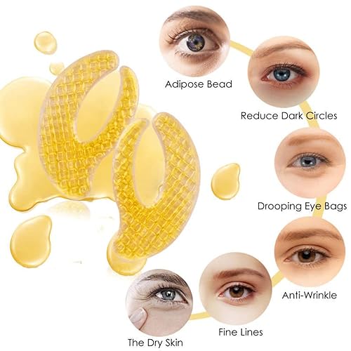 Miniatura 3 de Parches dorados de hidrogel para ojos, almohadillas de gel de colágeno para debajo de los ojos, reduce las arrugas, ojos hinchados, ojeras, bolsas