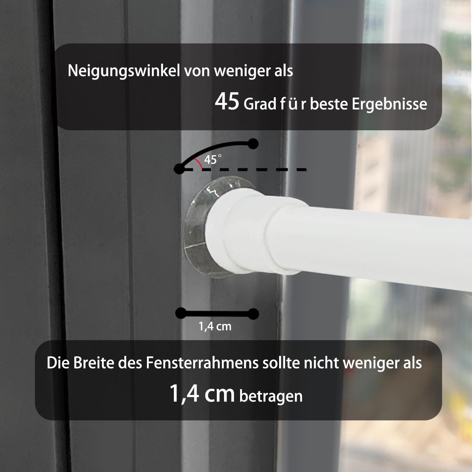 3 Pezzi Bacchette per Tende Senza Forare, a Vetro, Fissaggio senza trapano né viti, a Pressione Porte Finestre, Diametro 7.6/10mm, Bianco, 30-45 cm