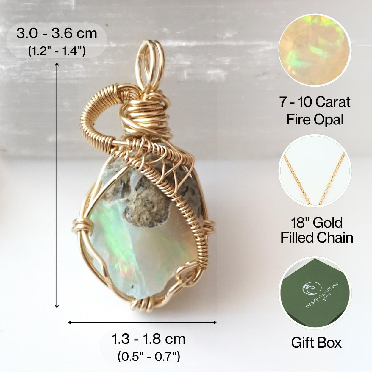 Designs by Nature Gems Raw Pendant Necklace – Wedding Gift Jewelry, 18" 14k Gold Filled Chain - Image 2