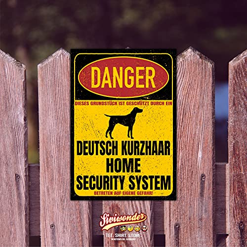 Deutsch Kurzhaar DK Dog Schild Danger Security System Türschild Hundeschild Warnschild Sicherheitsschild Hund Privatgrundstück Hundewarnung Warnung vor dem Hund