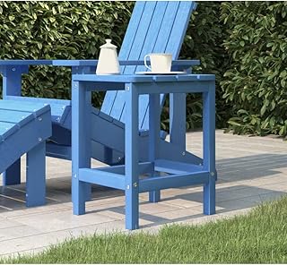 FIRBNUS Adirondack 38 x 38 x 46 cm - Mesa auxiliar para terraza, mesa auxiliar, UV, color azul, resistente al agua, para jardín, mesa de café, mesa de café, mesa de exterior, HDPE y acero, larga vida