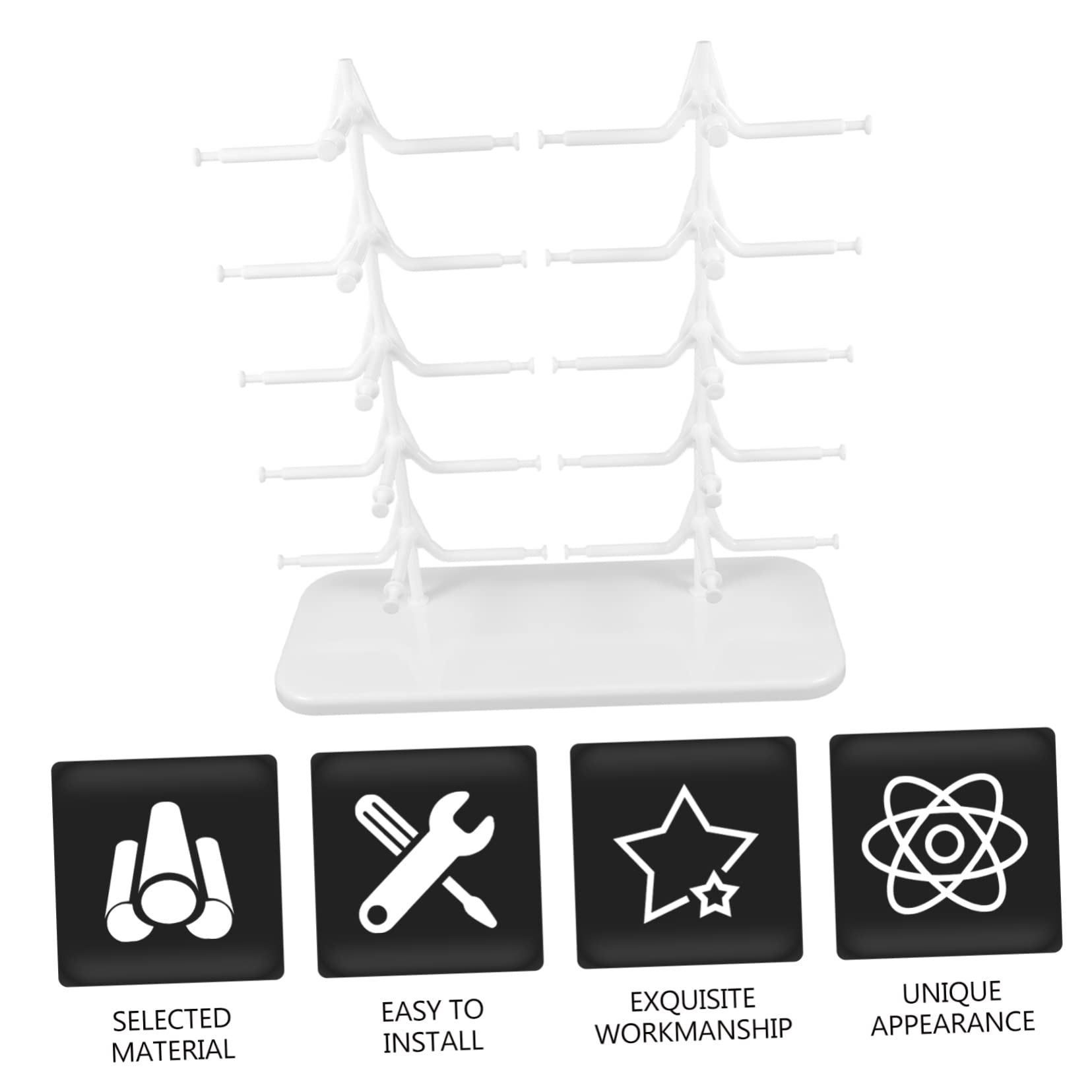 Homoyoyo Porta Occhiali Espositore per Occhiali da Sole da Vista 10 Posti Abs Bianco Base Stabile per Tavolo