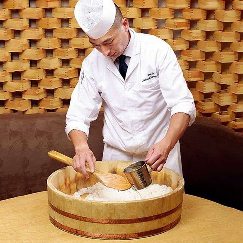 Miska do ryżu sushi z łopatą japońska drewniana Hangiri Sushi Oke sushi pojemnik do mieszania ryżu do sushi restauracji domu kuchni (duża), 72 x 16 cm