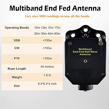 JYR8010-150W End Fed Half Wave Antenna, 150W Shortwave Radio