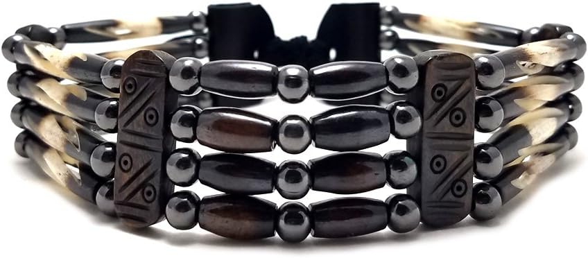 Imptora Aeiniwer Local Bead Shop Handmade Traditional 4 Row Buffalo Bone Hairpipe Tribal Choker Necklace