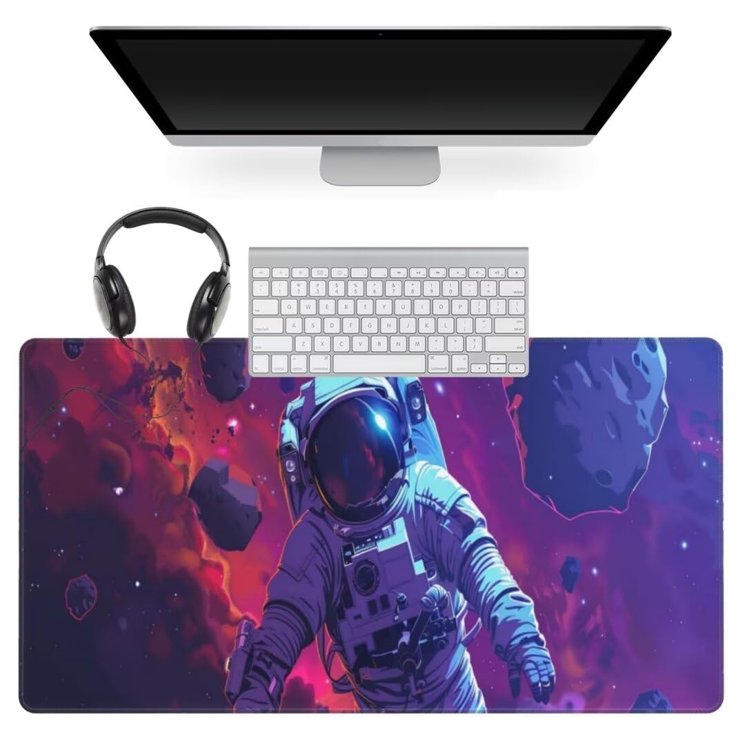Astronaut Mauspad 1600 x 800mm, Mousepad XXL Schreibtischunterlage Universum Mouse Pad, Wasserdicht und Rutschfest Gaming Mauspad, Verbessert Präzision, Gaming-Mauspads für Pc und Gaming Zubehör qw97