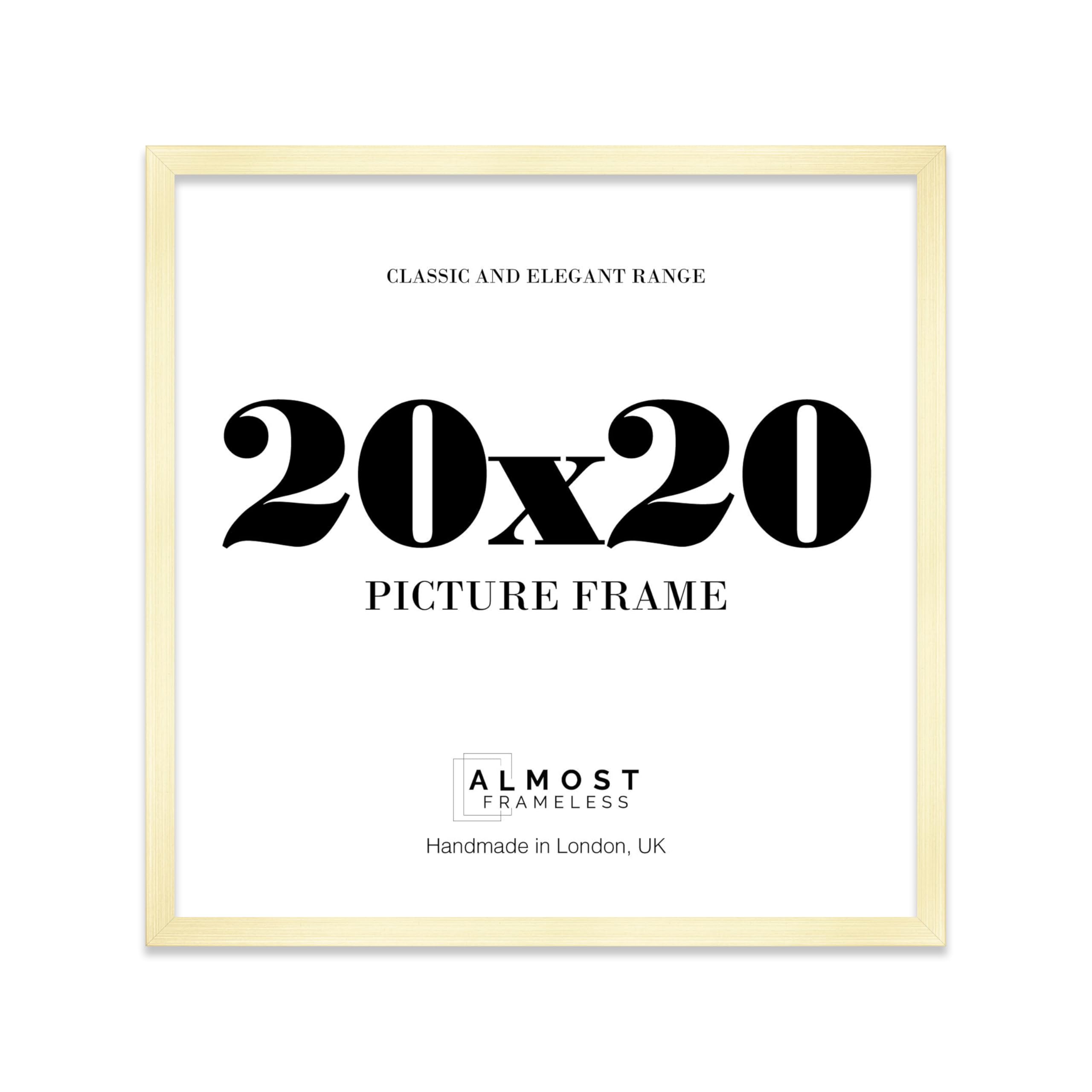 20x20 Gold Picture Frame for Square Photos, Posters, Prints & Artwork, (20.3 x 30.5cm) Wall Display Modern Photo Frame for Home, Office, Gallery Wall, 1 Pack