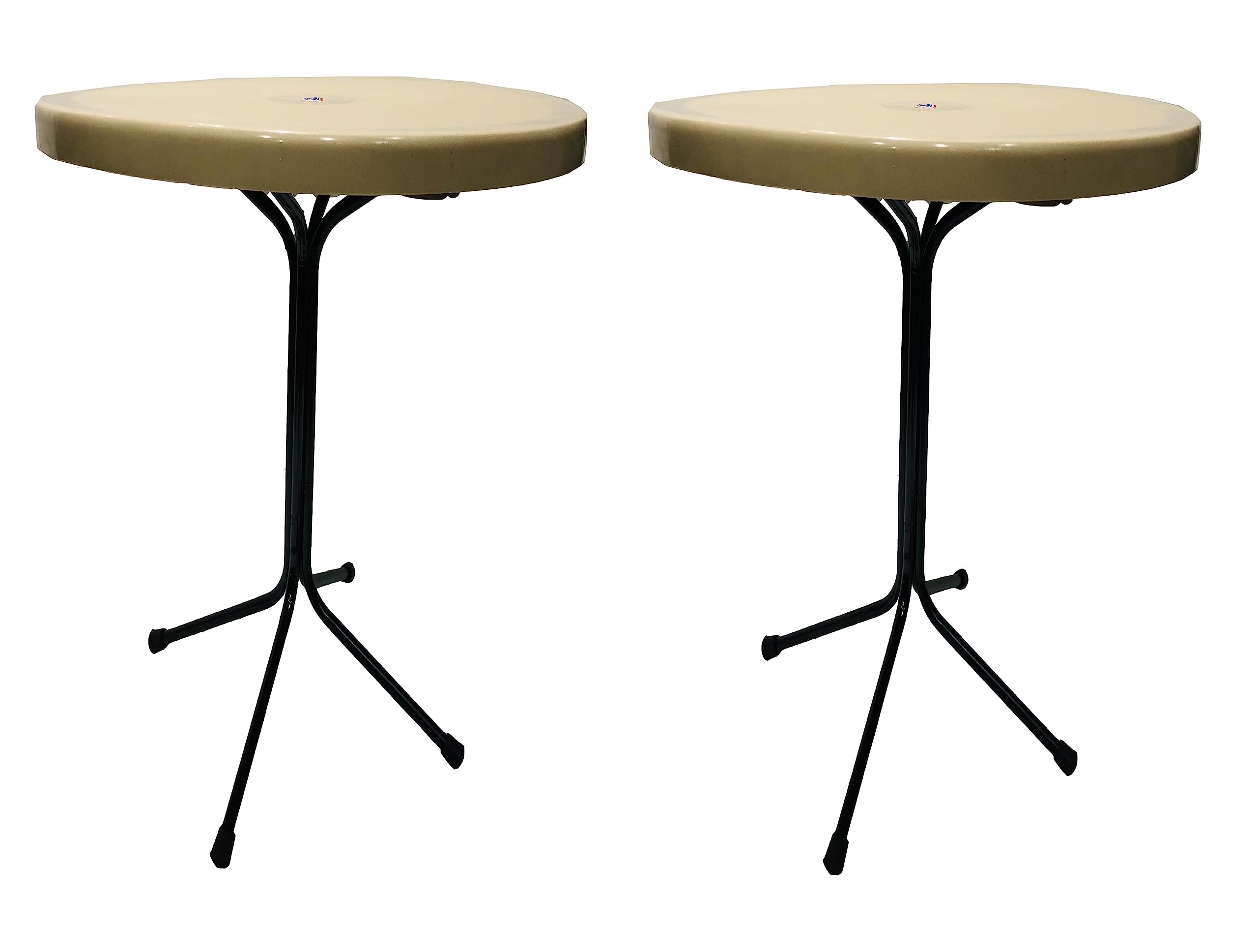 SOMRAJ Dining Table Dining/Restaurant/Cafe Table,Standing/Coffee Table Multipurpose Table with Plastic TOP and Iron Frame, Cream (2pc)