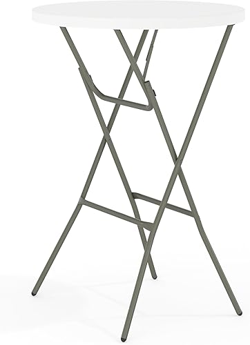 Flash Furniture DAD-YCZ-80R-2 mesa redonda plegable de 32 pulgadas Ronda Bar Altura mesa plegable Plástico Blanco