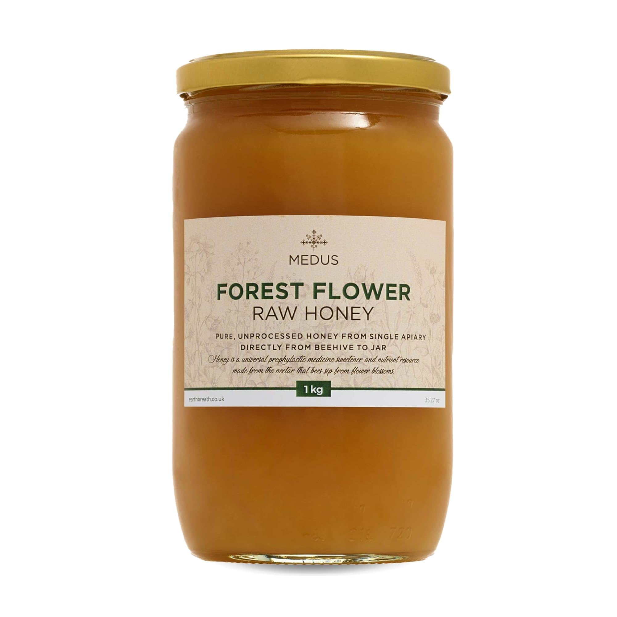 Forest Flower Raw Honey - 1Kg | Pure, Dark, Unpasteurised and Unfiltered | Natural Sweetener for Cooking, Tea, Coffee, Milk, Juice, Hot & Cold Drinks