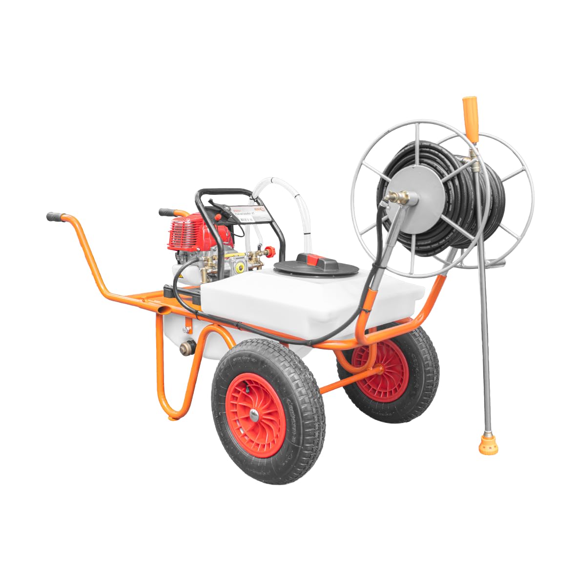 Chariot pulvérisateur à 2 Roues 31,5 CC 50 L avec Tuyau de 50 mètres et Lance de 90 cm