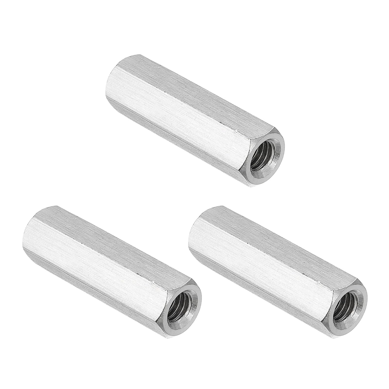 PATIKIL M8x1.25 Pitch 304 Stainless Steel Hex Coupling Nuts, 3 Pcs 45mm / 1.77" Length Coarse Fully Threaded Rod Coupling Nut Studding Connector Fasteners, Silver Tone โ image 1
