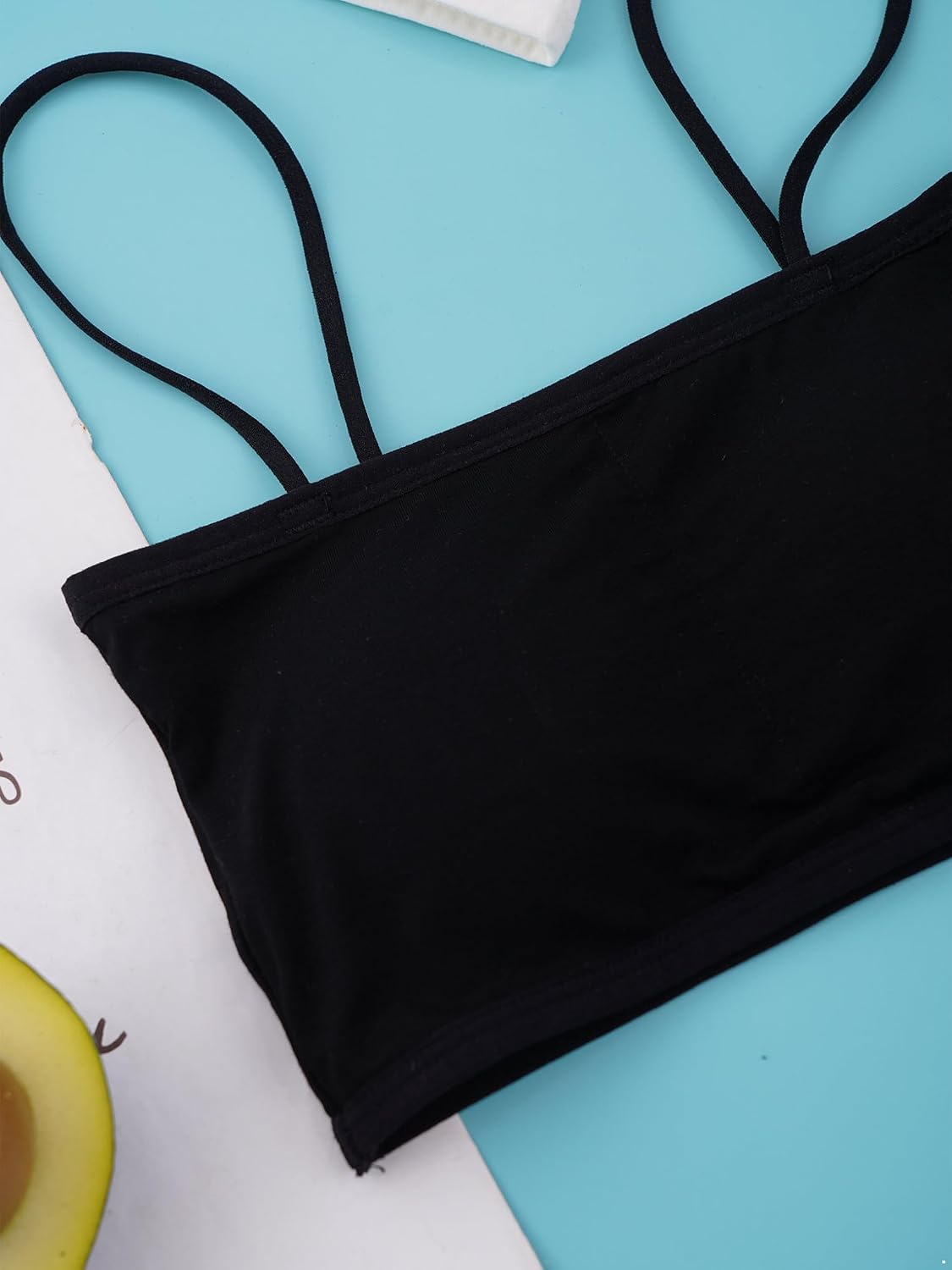 Oyolan Girls Training Bras - 2 Pack Solid Color Removable Pads Crop Cami Sports Bralette Underwear