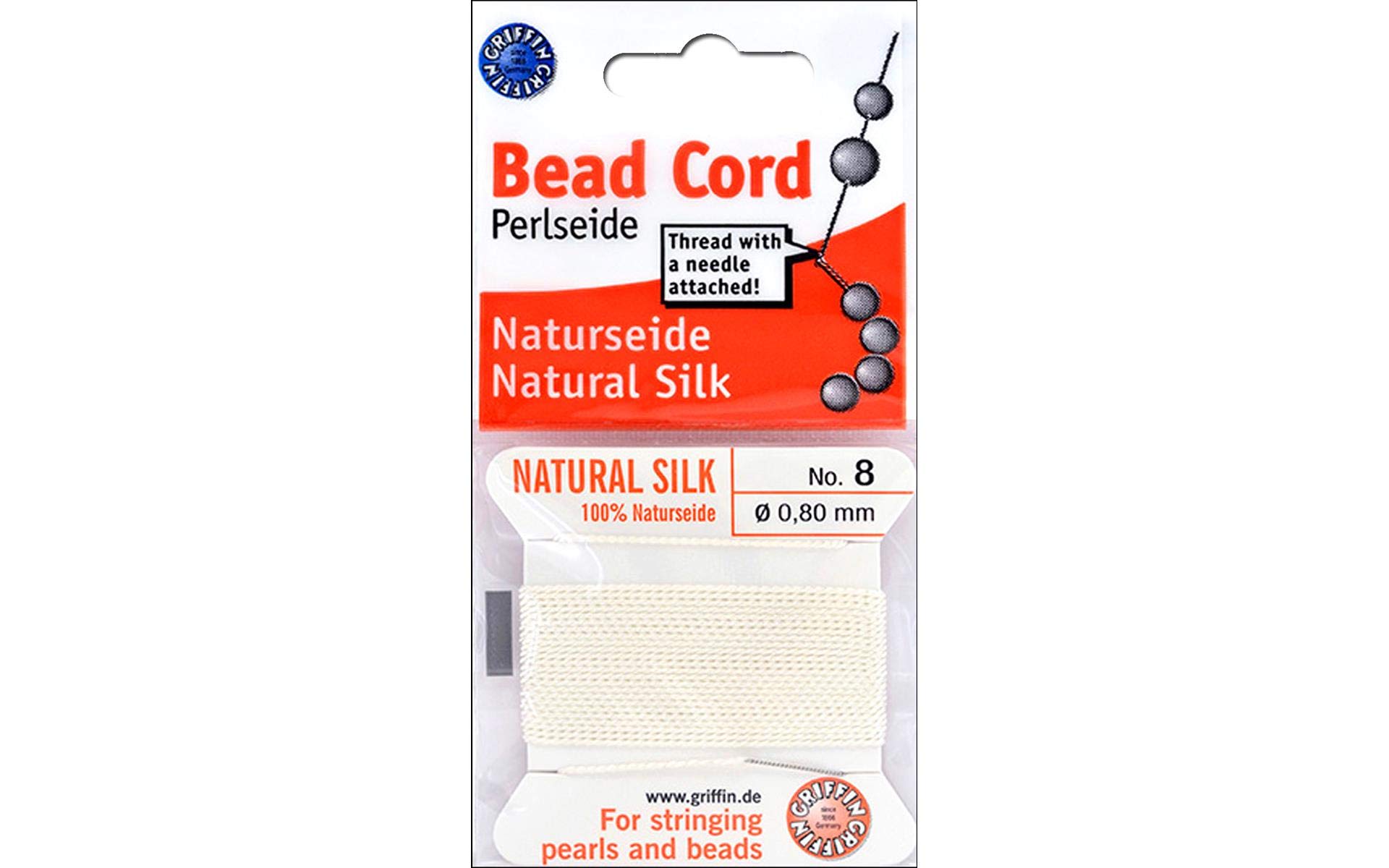 Beadalon White Griffin Silk Thread Size 8
