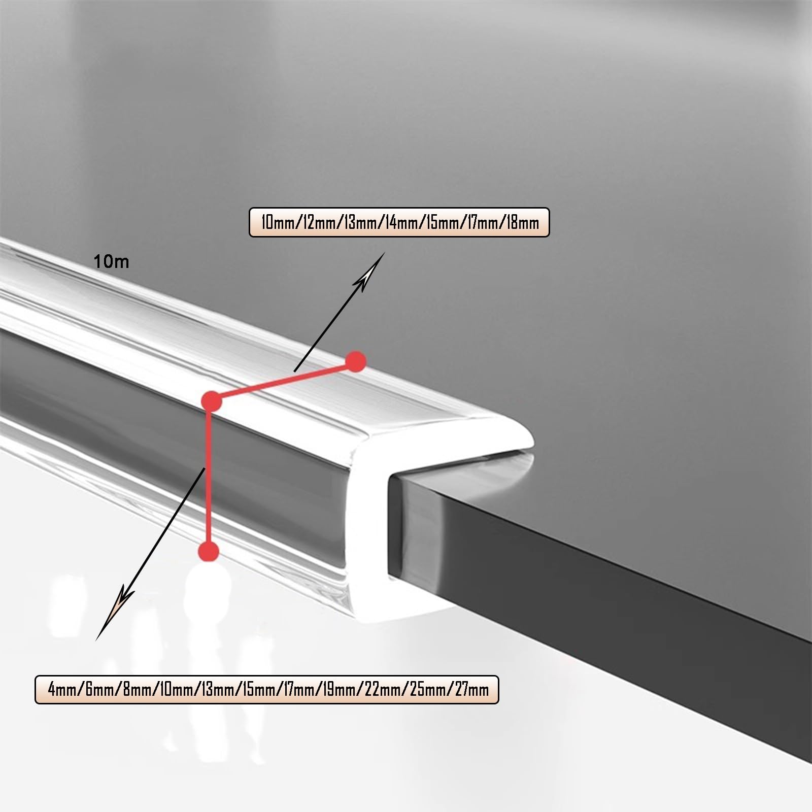 Listwa ochronna do krawędzi stołu, Długość 10 m Uniwersalne zabezpieczenie antykolizyjne starszego, grubego zabezpieczenia przed dziećmi(18mm*22mm*10m)
