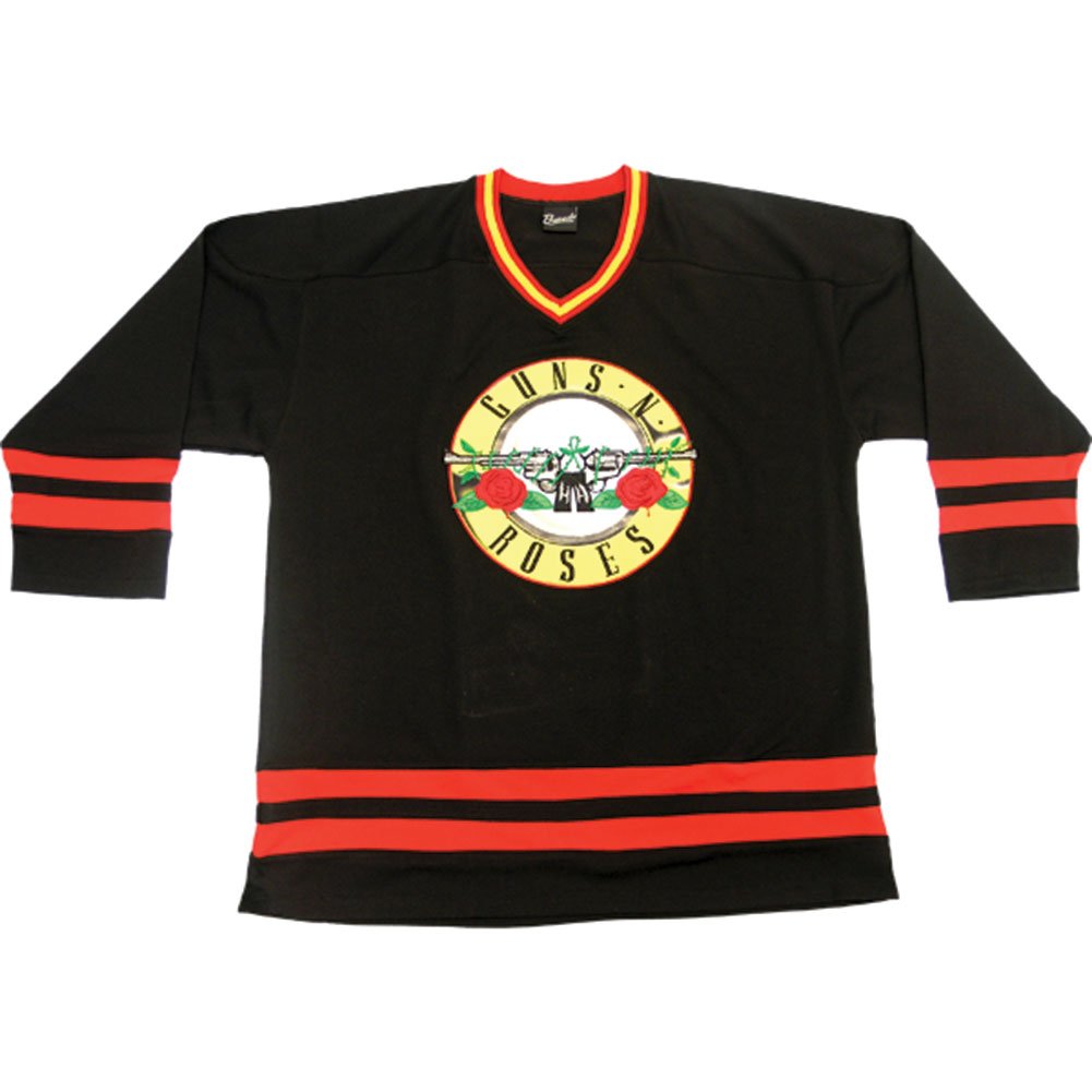 Men's Guns N Roses Bullet Logo Hockey Jersey Hockey Jersey Medium Black