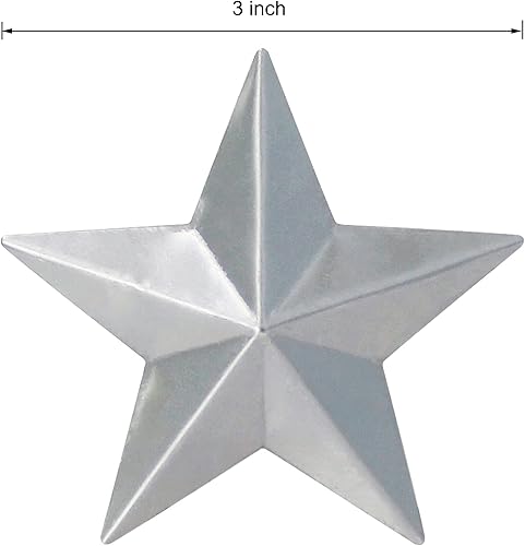 Miniatura 3 de ARTGIFTHOU Decoración de estrellas plateadas galvanizadas. Estrella de granero pequeña de metal primitiva para manualidades, detalles decorativos, 3