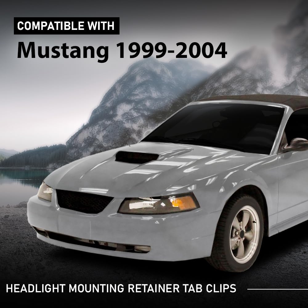 LQI Headlight Mounting Installation Retainer Tab Clips 4pcs Compatible with Ford Mustang or Cobras 1999-2004 XR3Z-13N020-AA Black Iron