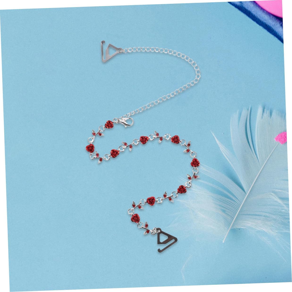 4pcs Rhinestone Rose Flower Bra Strap Replacement Set, Adjustable Anti-slip Red Shoulder Straps for Women’s Underwear and Tops Accessories