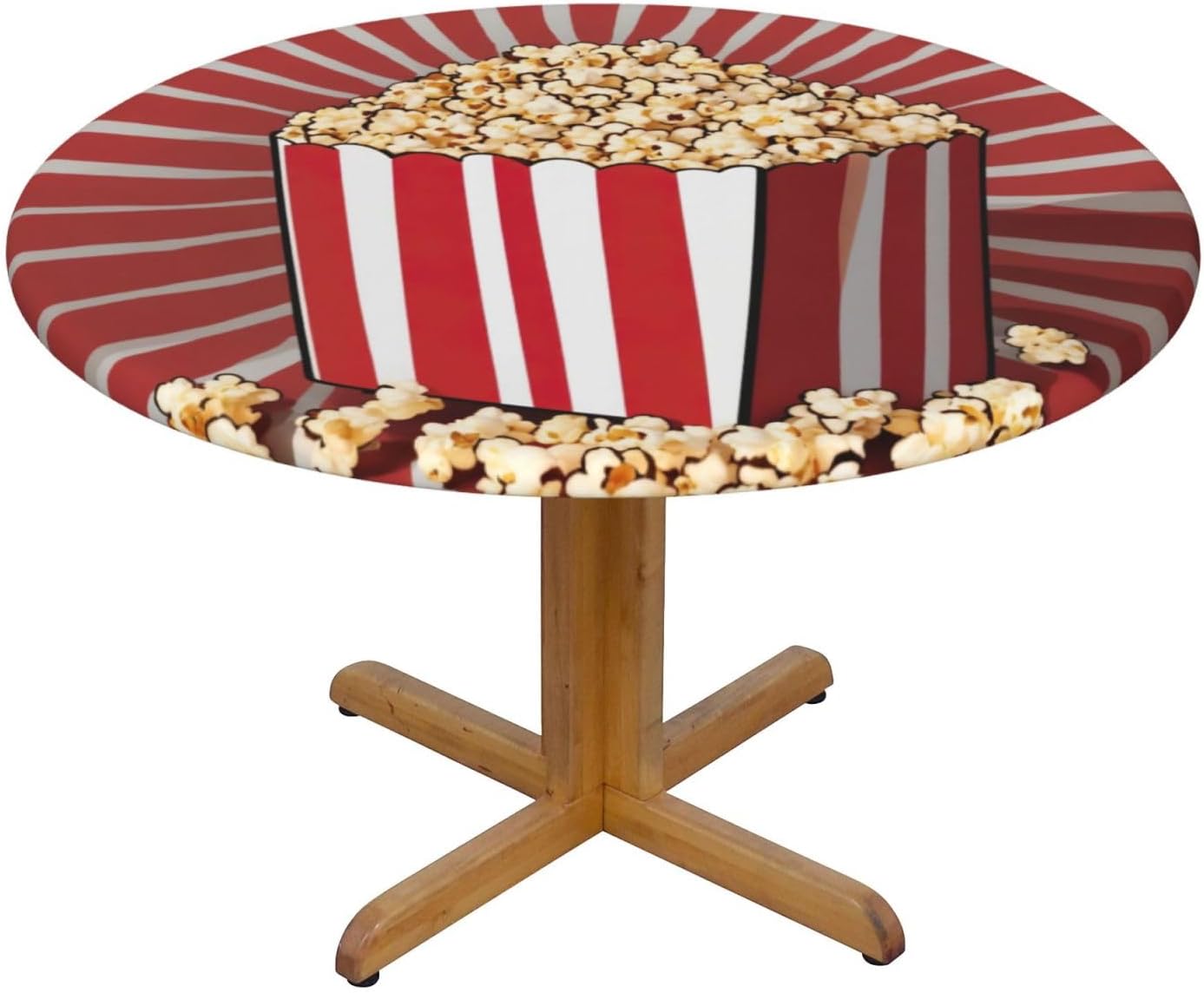 Popcorn Print Print Outdoor Patio Kitchen Decor Supplies Wipeable Round Table Cloth for Indoor Outdoor