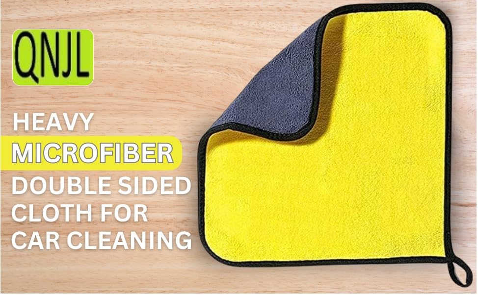Image of Microfiber Cloth for Car Cleaning and Detailing Double Sided Microfiber Towel Car & Bike Soft Car Wash Cloth, 500 GSM (Size 40cm x 40cm) Pack of 4