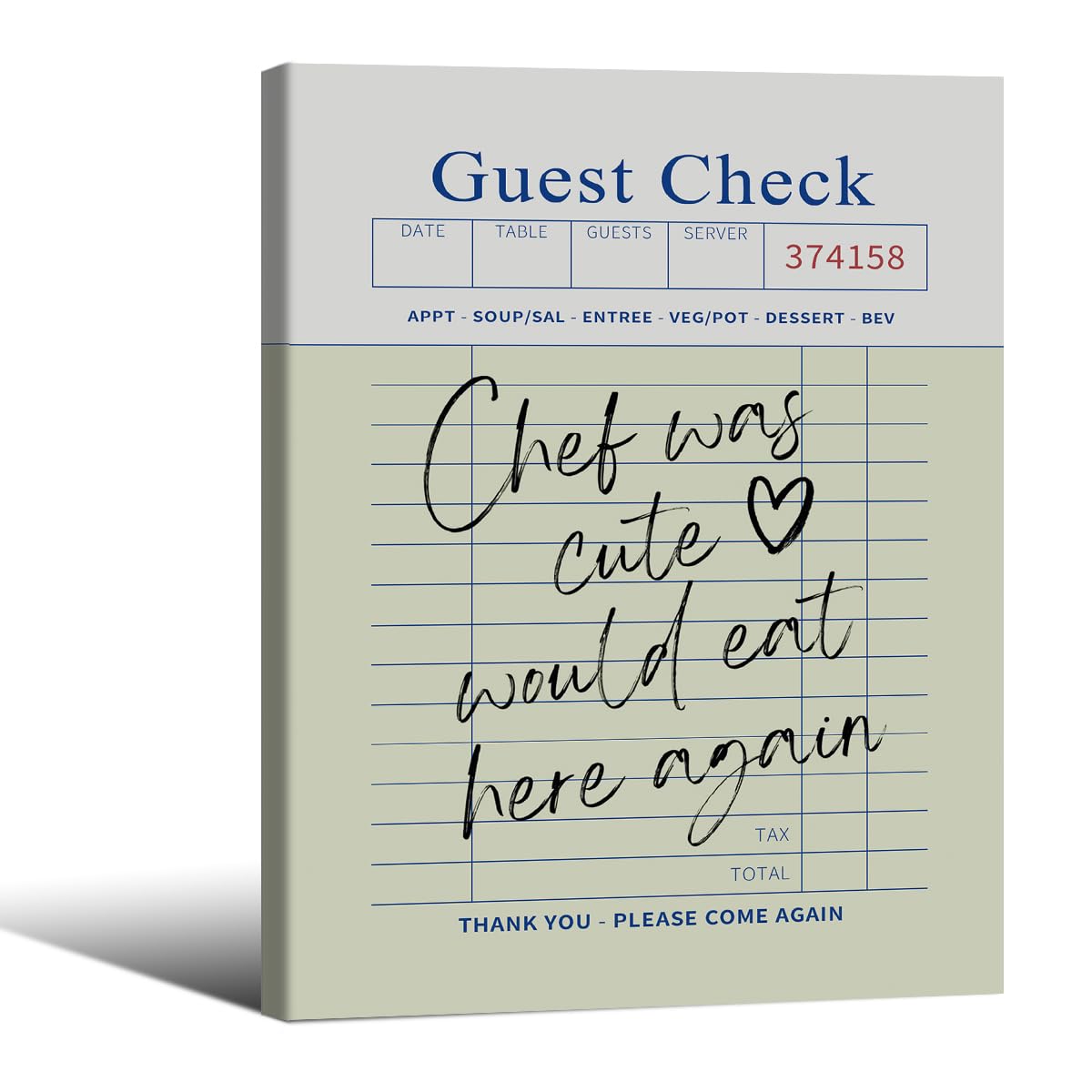 Framed Wall Art Posters Trendy Kitchen Guest Check Prints Chef Was Cute Would Eat Here Again Quotes for Home Dining Room Living Room Apartment Decor 11x14in
