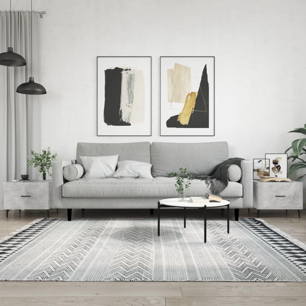 Stolik kawowy z szufladą 2 szt. szary betonowy 50 x 50 x 40 cm materiał drewnopochodny stolik pomocniczy stoliki kawowe do salonu przestrzeń do przechowywania