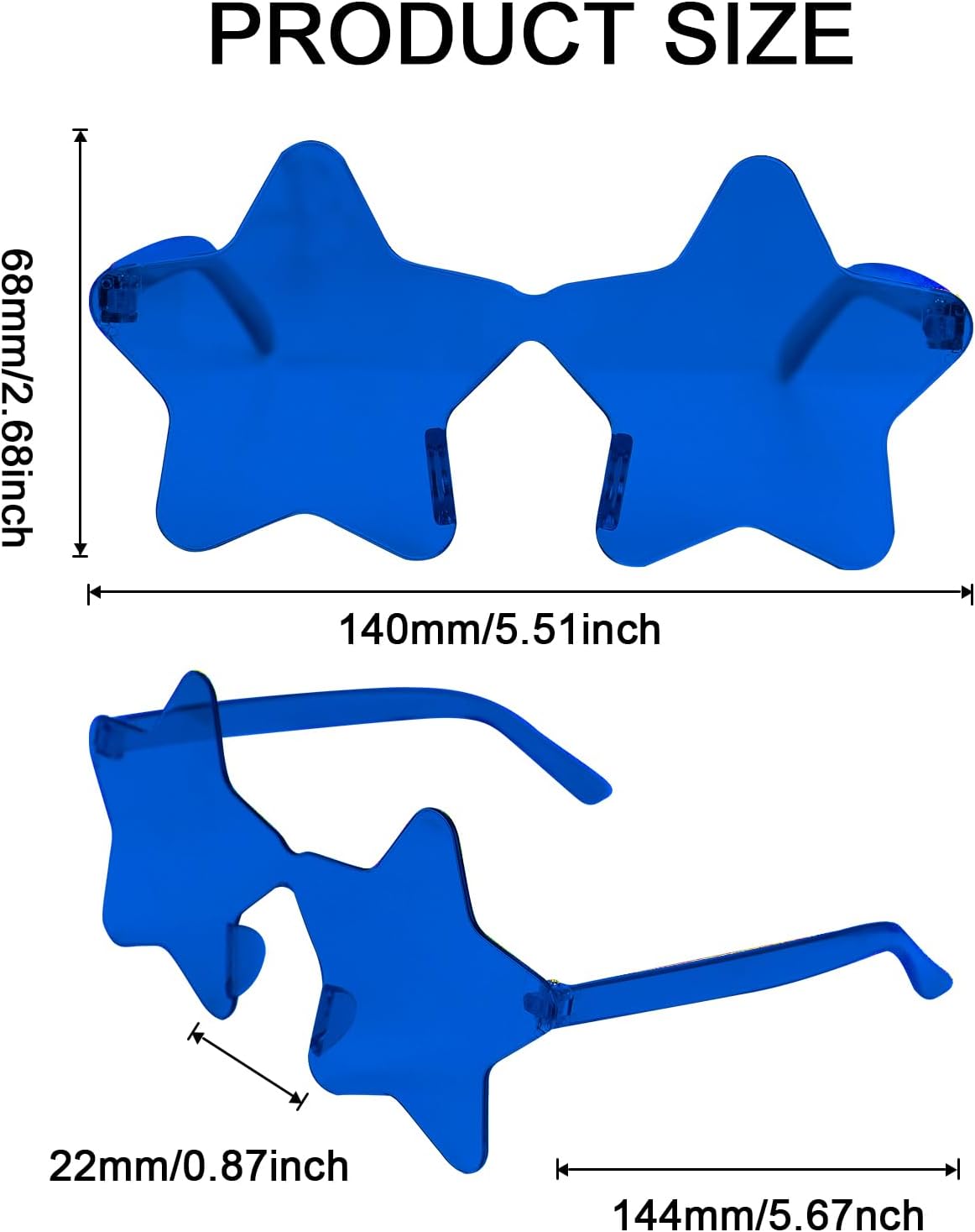 REHALY 8/12 Pairs Star Shaped Sunglasses Rimless Candy Star Sunglasses Pentagram Glasses for Women Men Party Streetwear - Image 3