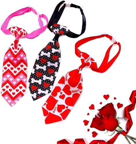 Miniatura 7 de 18 corbatas para el cuello del perro del día de San Valentín, ajustables a granel, color rosa y rojo, lazos para el día de San Valentín, diseño de