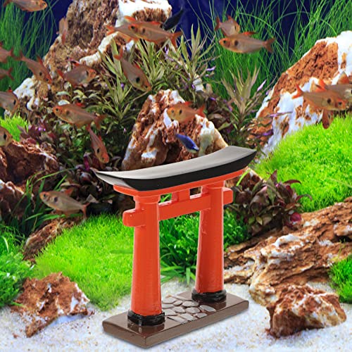 Image of STOBOK Japanese Torii Gate Miniature Shrine Fairy Gardens Decor Zen Garden Japan Torii Gate Prop Altar Shelf Bridge Landscape Ornament for Aquarium Fish Tank Decor