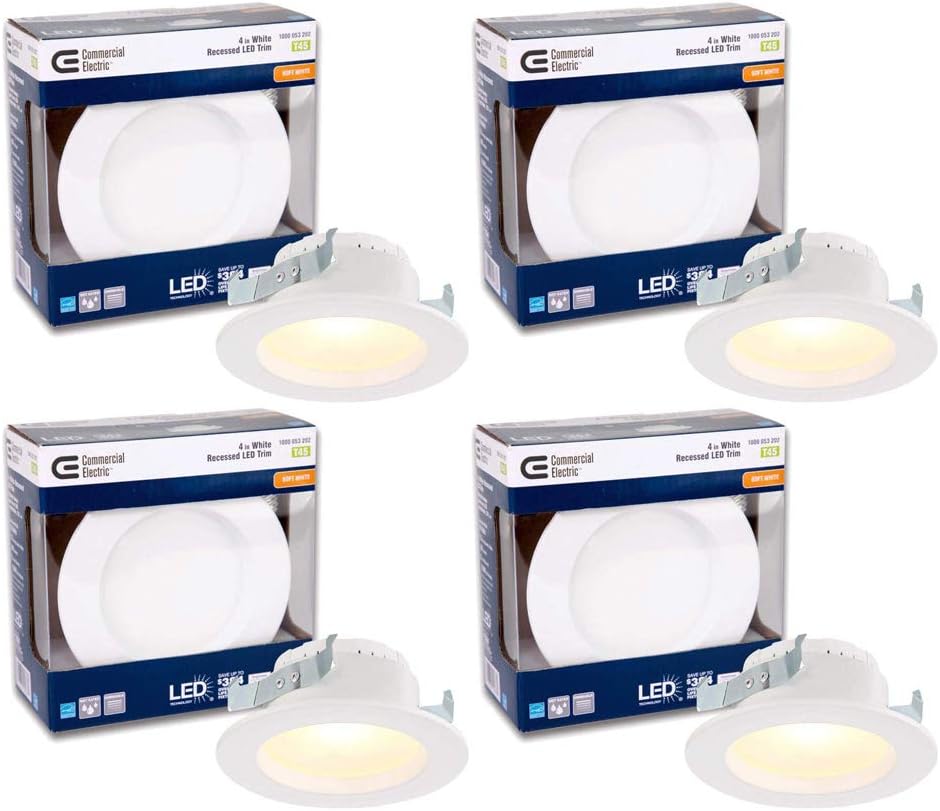 Commercial Electric 4 in. White Integrated LED Recessed Trim, 2700K