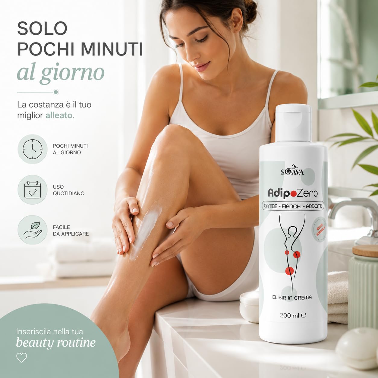 AdipoZero Crema Snellente Anticellulite, 400ml | Effetto Tonificante e Rassodante, Formula Drenante, Per Gambe, Glutei e Addome, Texture Leggera