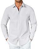 Men's Button Down Long Sleeve Shirt Casual Untucked Dress Shirt Regular Fit Wedding Shirts