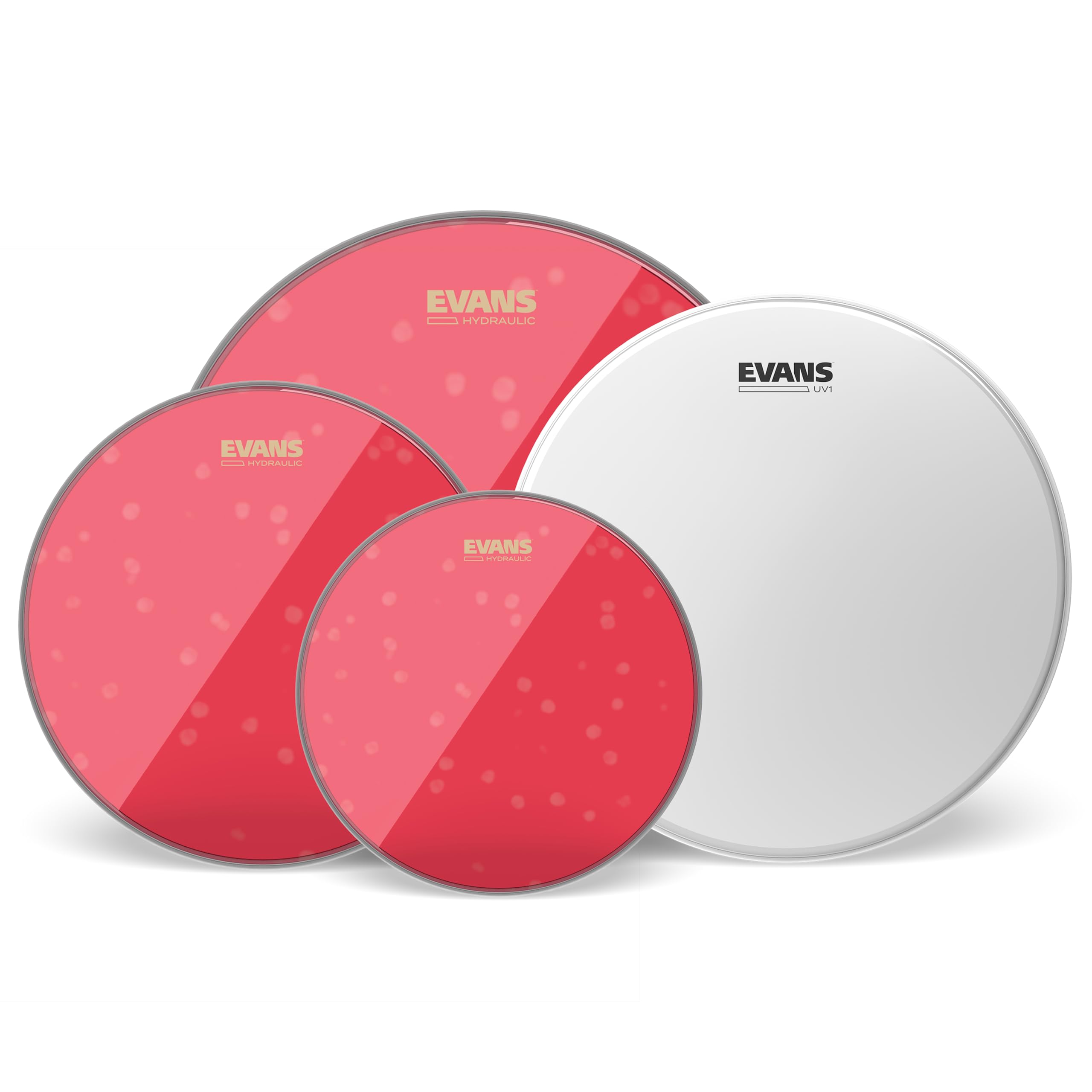 Evans Hydraulic Red Rock - Confezione pelli (10", 12", 16") con pelle battente per rullante con rivestimento UV1