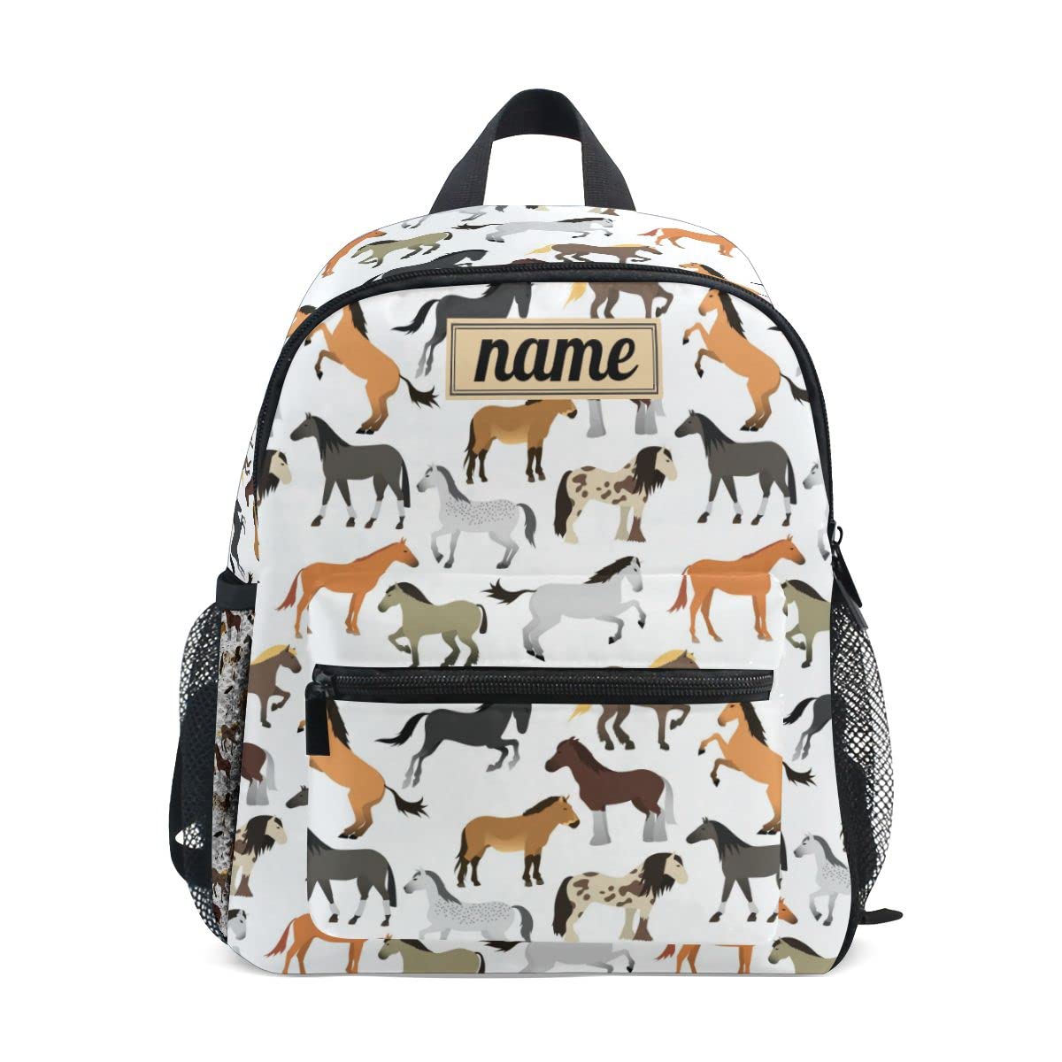 Glaphy Custom Kid's Name Backpack, Cute Horse Toddler Backpack for Daycare Travel, Personalized Name Preschool Bookbags for Boys Girls