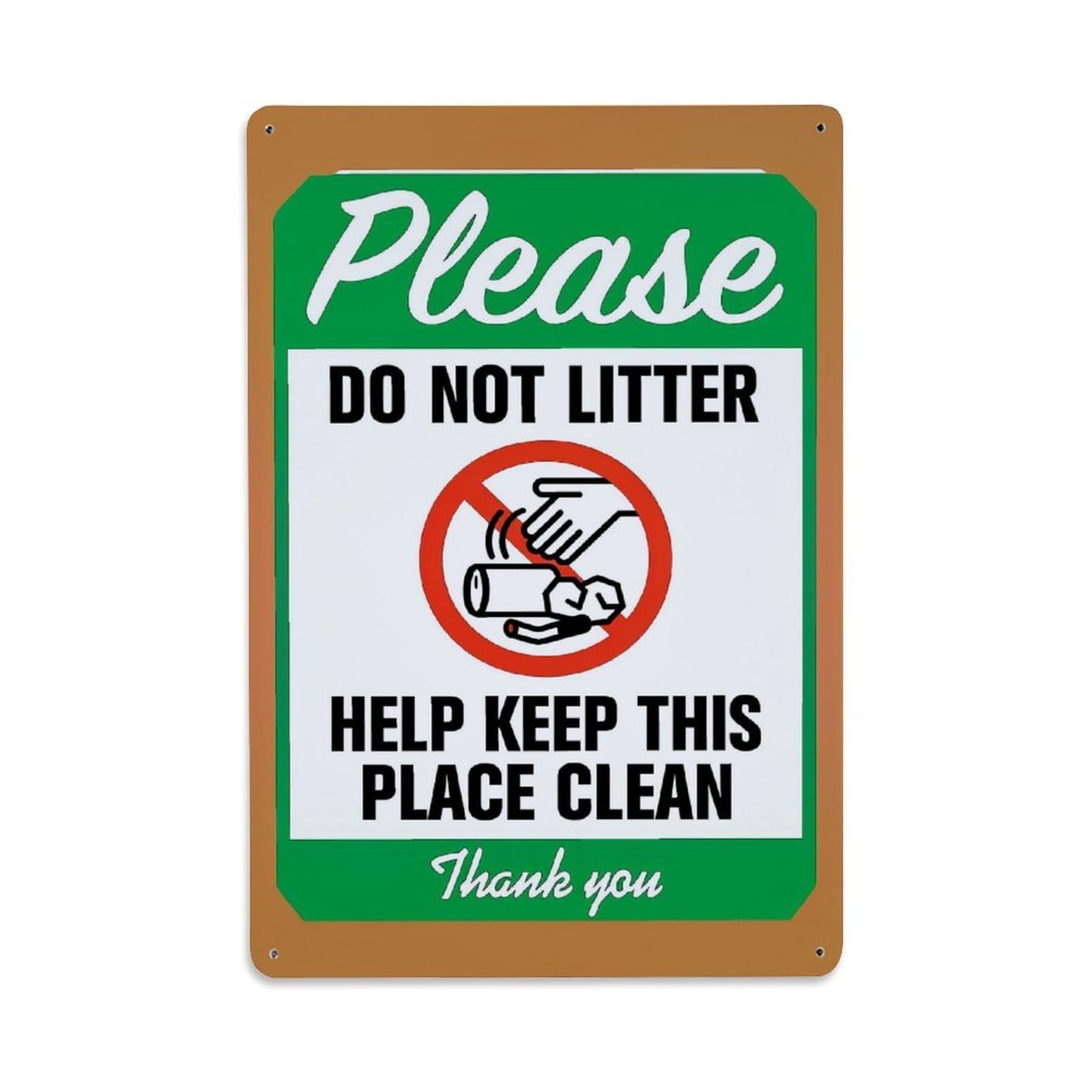 Jdfenggu Vintage Please Do Not Litter Sign- Retro Metal Tin Sign, Decor Art Poster For Bar, Home, Man Cave, Kitchen, Laundry Room Gift 8X12inch