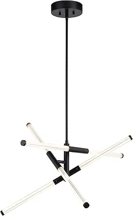 VAXCEL Avalon 3L LED Matte Black Contemporary Pendant Light White Acrylic Adjustable Arms
