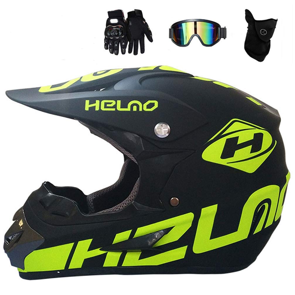 Motocross-Helm Set Schwarz Rot – Mit Brille, Maske & Handschuhen, DOT-zertifiziert!