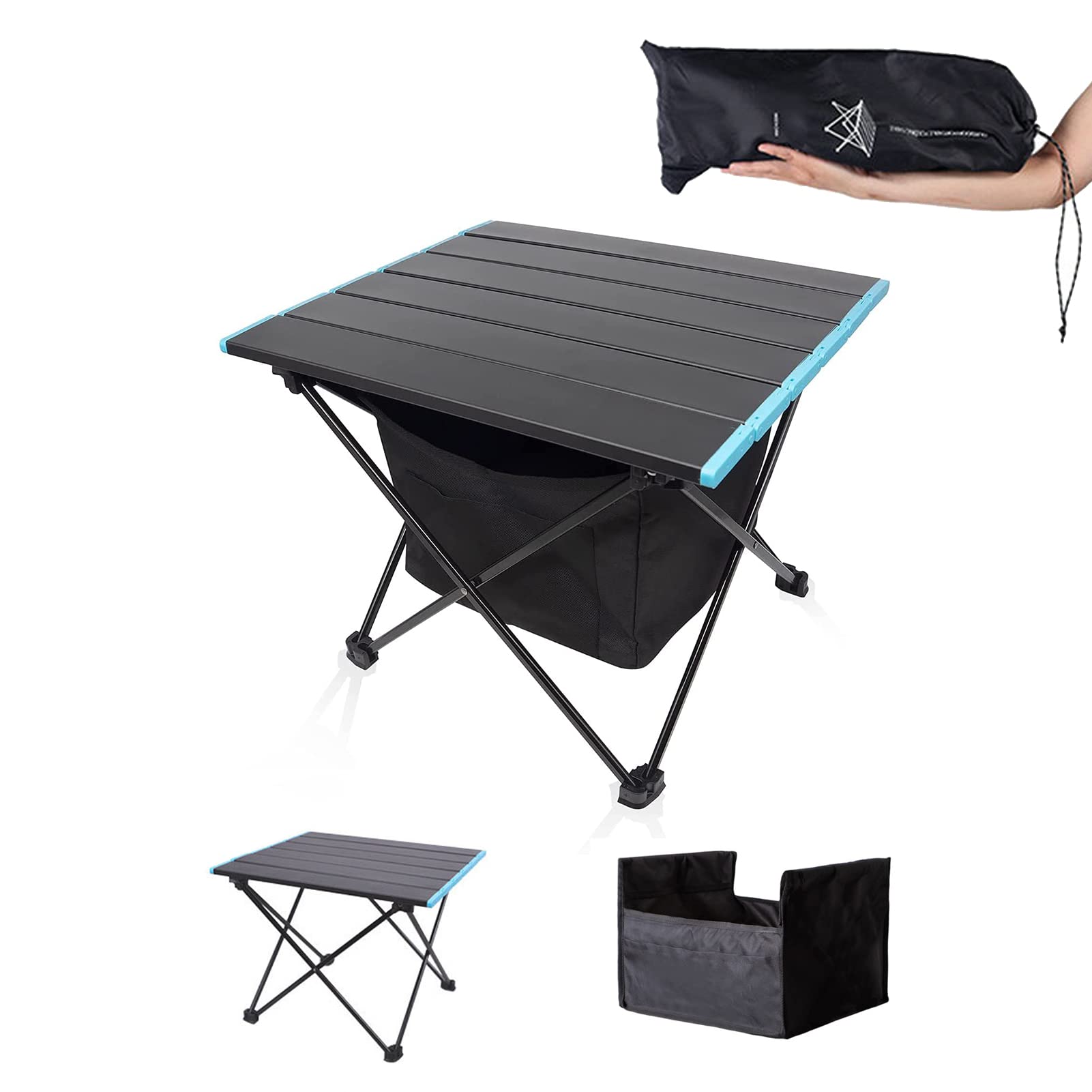 Beauenty Folding Table,Small Camping Table,Portable Picnic Table,Backpacking Table with Storage Waterproof Pocket,Outdoor BBQ,Cookout,Picnic,Camping and Beach 56 * 40.5 * 46.5CM(C1)