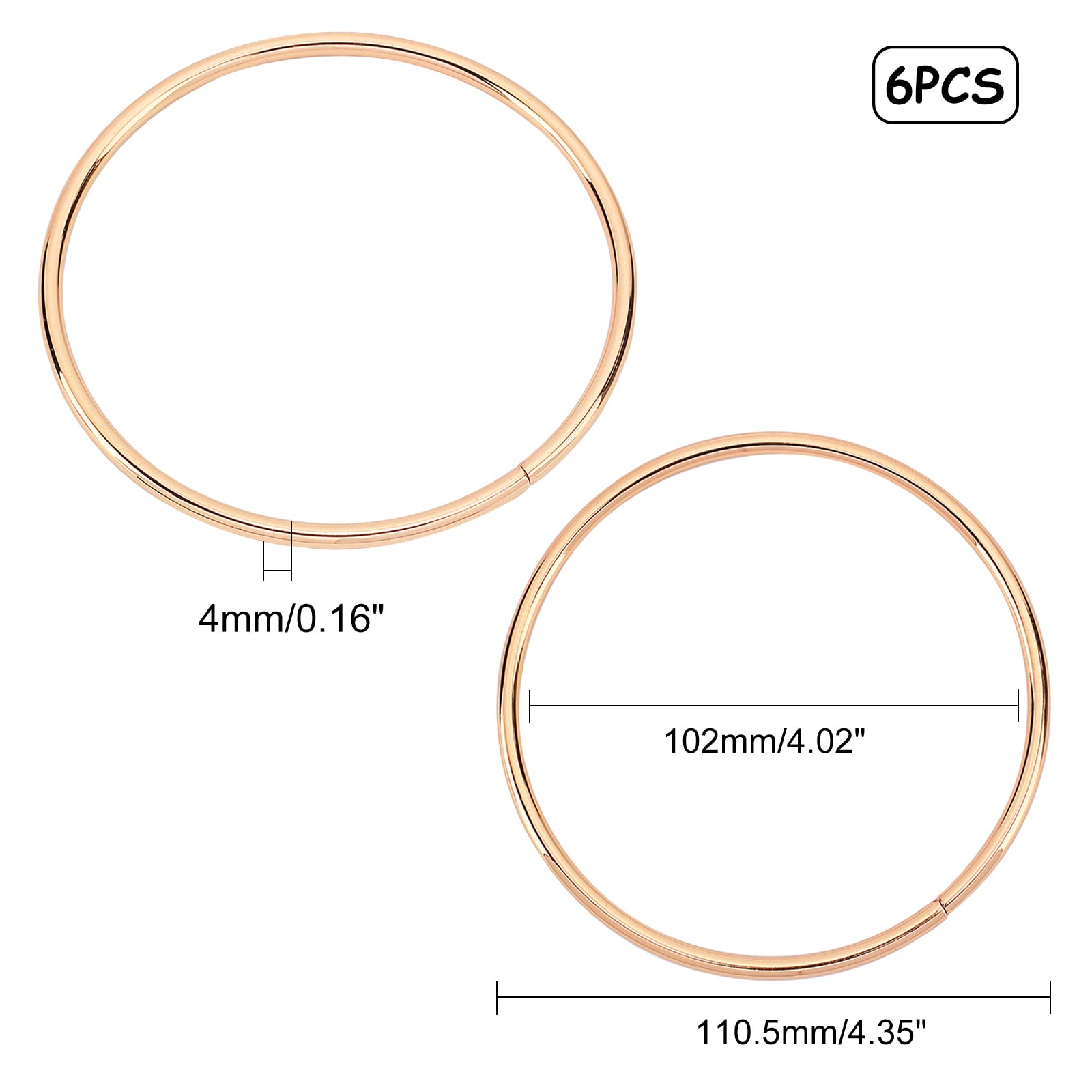 CHGCRAFT 6Pcs Round Metal Purse Handles, Replacement Handles for DIY Bag Purse Handbags Totes Clutch Making, Golden, 110.5×4mm