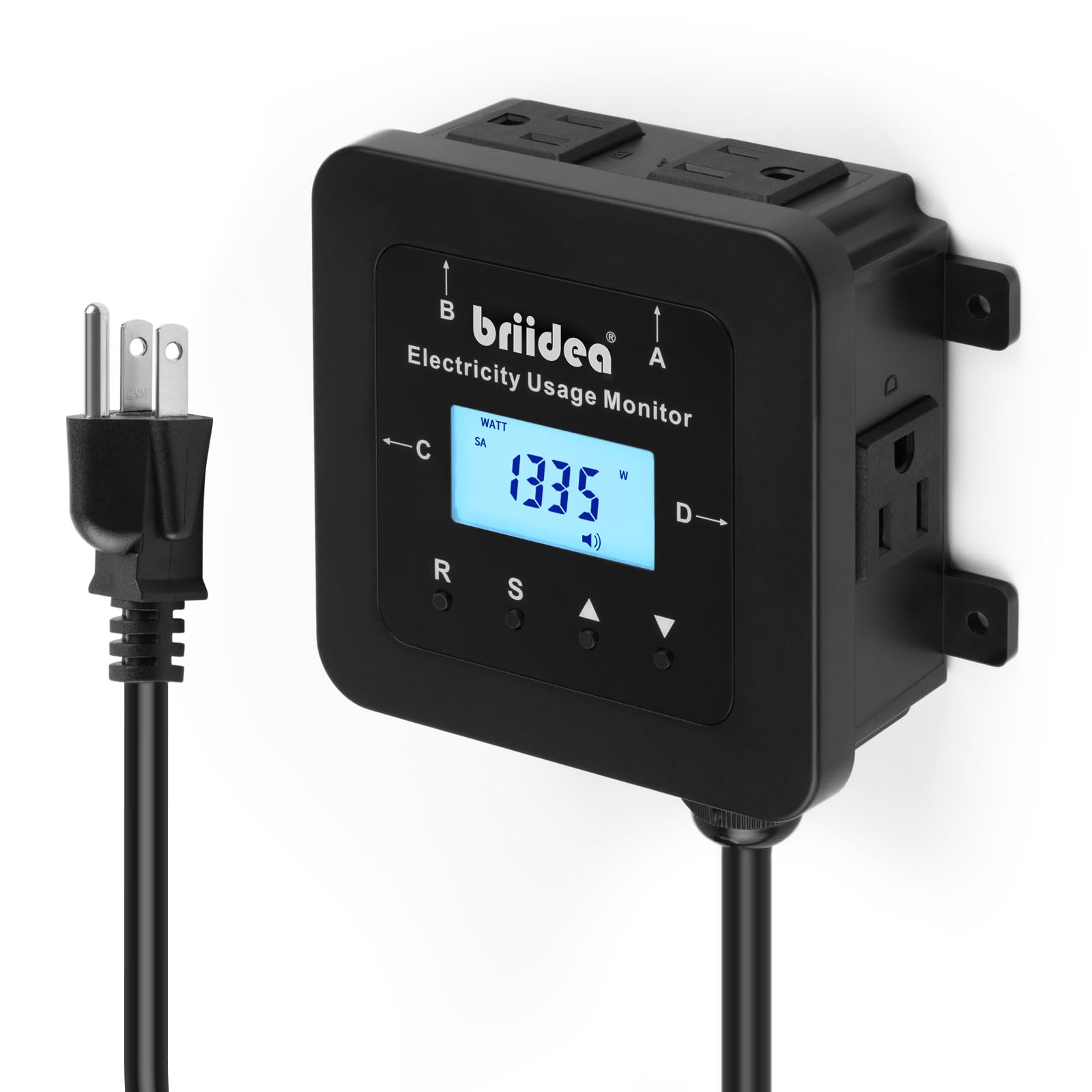 Briidea Power Consumption Monitor, 4 Outlets, Power Consumption, Voltage Meter, Real Time Energy Analyzer with Backlit LCD, Overload Alerts, Function-image-49