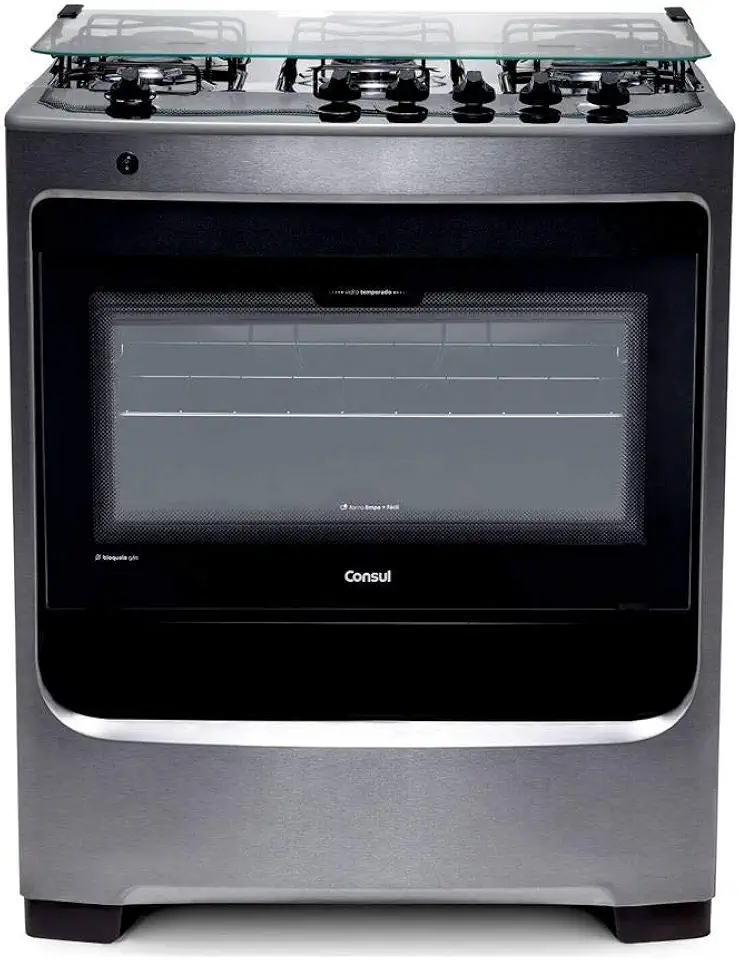 Fogão Consul 5 bocas cor Inox com botões removíveis - CFS5NAR