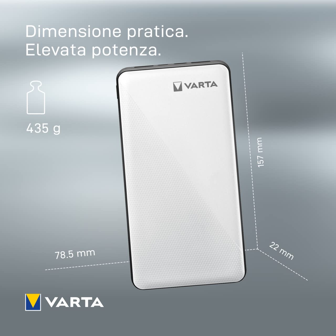 VARTA Power Bank Energy 20000 mAh, 20 W, USB C e USB A, pila Li-Polymer