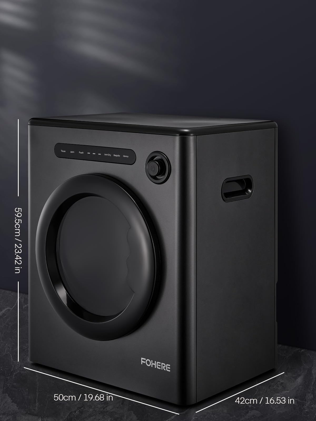 Sèche-Linge 4KG Compact à Evacuation 1200W 6 Programmes Séchage Intelligent Protection Anti-Froissage Ecran Tactile LED Noir