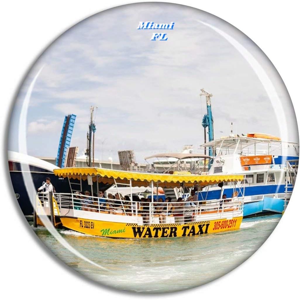 Crystal Fridge Magnets Miami Bayside Marketplace Florida USA Travel Souvenir Funny Sticker for Gift Home Decoration Office Whiteboard